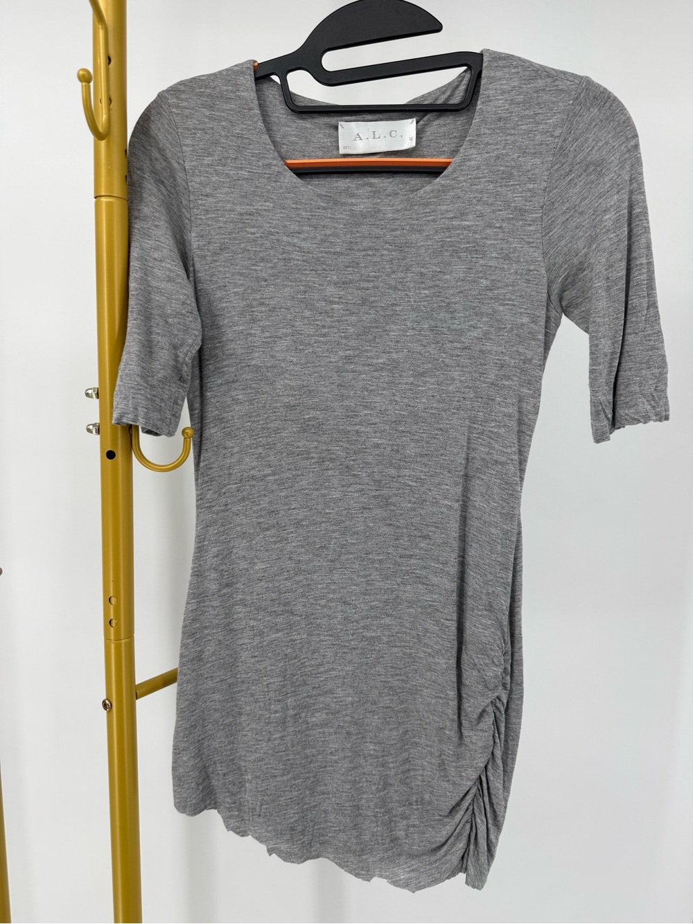 A.L.C. Gray Scoop Neck Ruched Side Top Size S